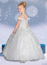 Arabella Girls Floral Applique Gown – Bahama Blue Pageant Dress